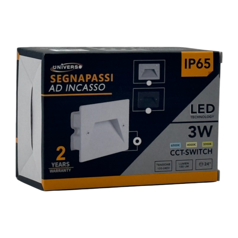 Universo ES49-B3C Punto Luce Segnapasso Rettangolare LED ad Incasso Cambia Colore CCT 3in1 3W 24° da Esterno IP65