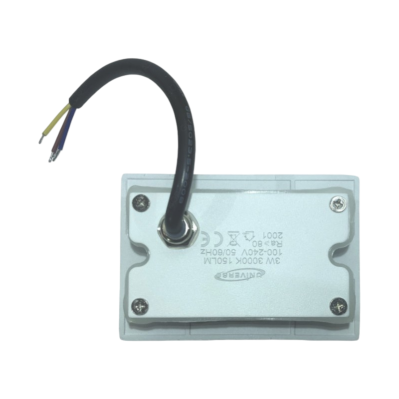Punto Luce Segnapasso LED Rettangolare Colore Bianco Montaggio a Incasso 503E 3W 24° da Esterno IP65
