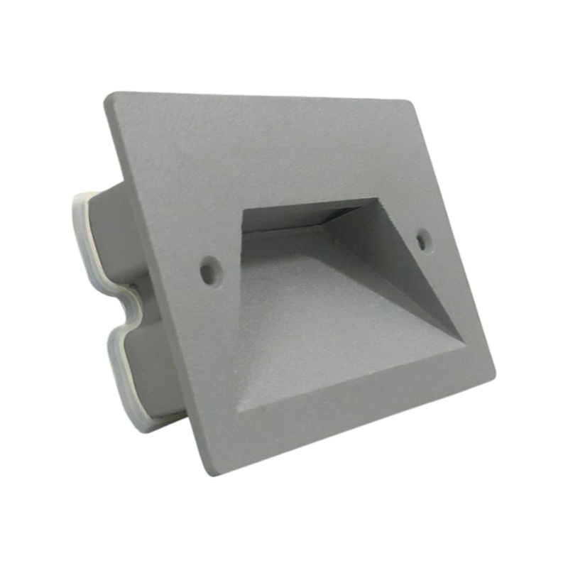 Punto Luce Segnapasso LED Rettangolare Colore Grigio Montaggio a Incasso 503E 3W 24° da Esterno IP65