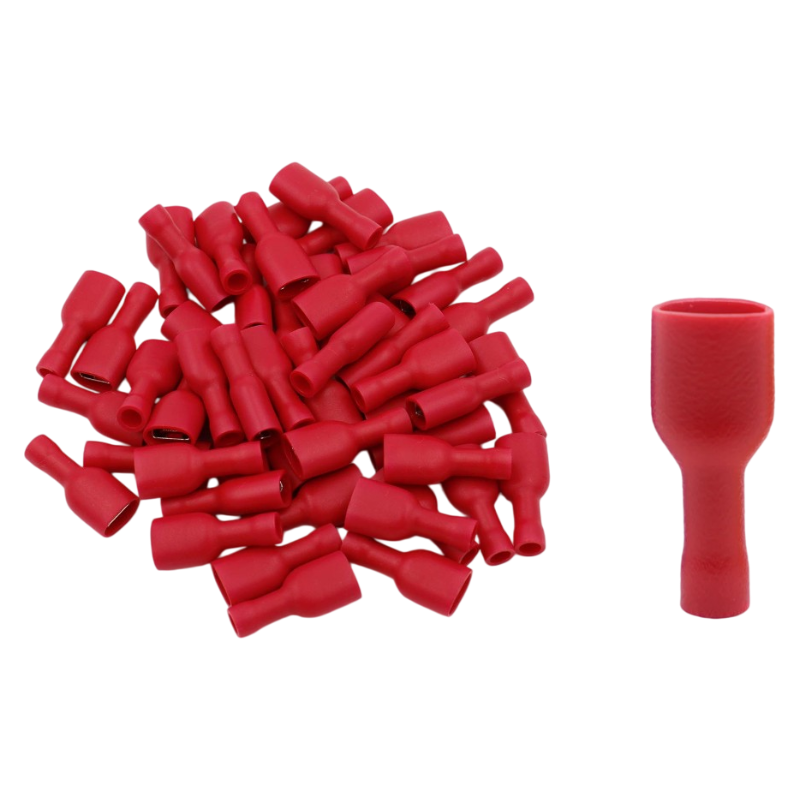 Confezione da 50 Pezzi – Terminale Isolato Capicorda Femmina FDFD1.25-250 per Cavi da 0,5 mm² a 1,5 mm² – Rosso