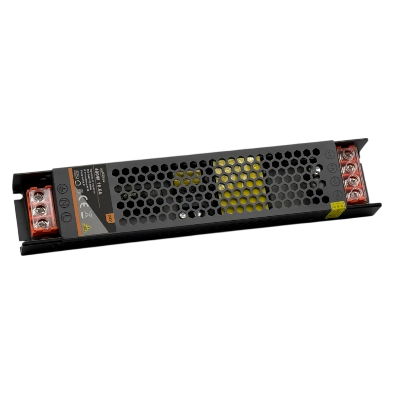 Alimentatore slim metallico stabilizzato switching trimmer 220V-24V 16.6A 400 watt colore nero