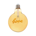 Lampadina LED E27 Universo G125-HOPE – 4W, Globo G125 a Filamento con Scritta "HOPE", Vetro Ambrato, Luce Calda 2500K