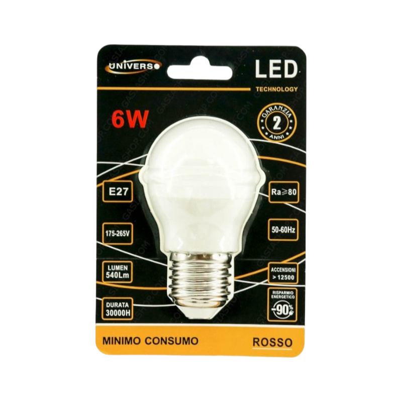 Lampadina LED E27 – 6W Miniglobo G45 Colorata, 540 Lumen, Verde, Rossa, Blu