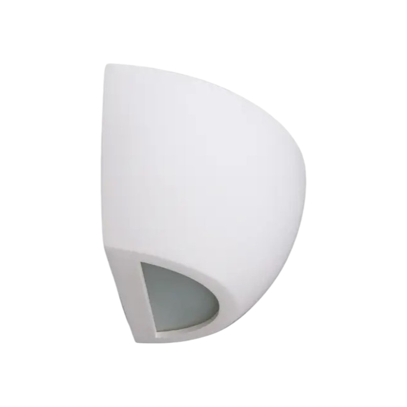 Applique Mezza Luna in Gesso Verniciabile – Doppia Emissione Luminosa con Fondo in Vetro Opaco, Portalampada R7S Max 50W