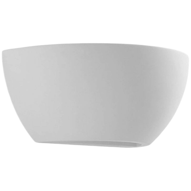 Applique Mezza Luna in Gesso Verniciabile – Doppia Emissione Luminosa con Fondo in Vetro Opaco, Portalampada R7S Max 50W