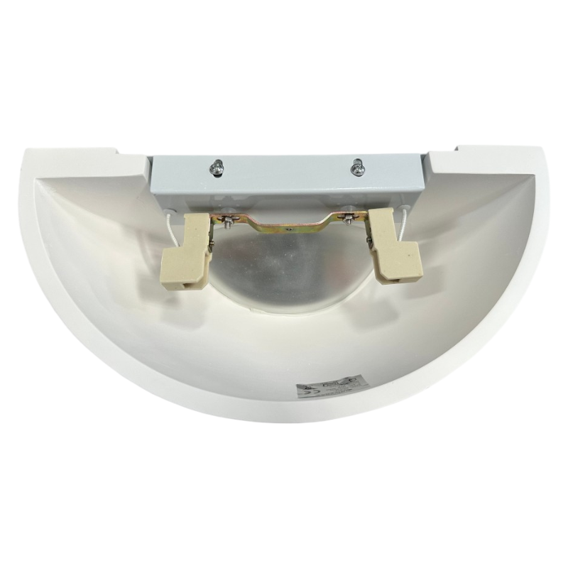 Applique Mezza Luna in Gesso Verniciabile – Doppia Emissione Luminosa con Fondo in Vetro Opaco, Portalampada R7S Max 50W