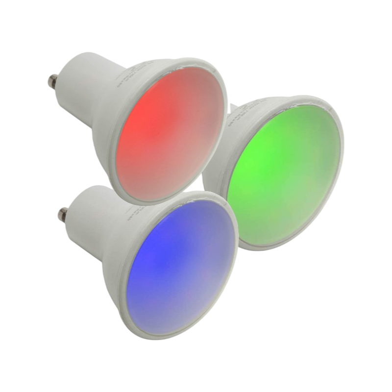 Confezione da 5 Pezzi – Lampadina LED GU10 6W, Faretto Spotlight 110°, Colore Rosso, Verde, Blu