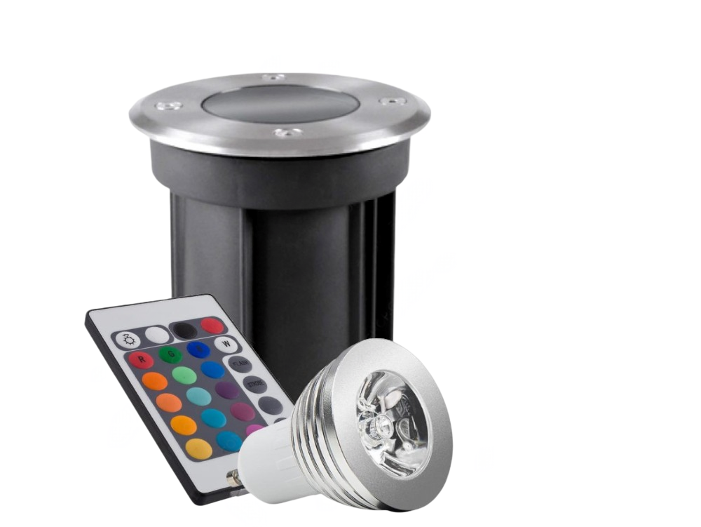 Segnapasso Portalampada da Interramento Calpestabile RGB con Lampada GU10 3W IP65