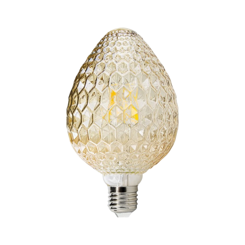 Lampadina LED Vintage a Forma di Pigna – E27 4W, Vetro Ambrato, Luce Calda 2500K