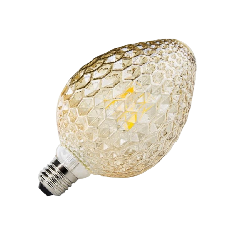 Lampadina LED Vintage a Forma di Pigna – E27 4W, Vetro Ambrato, Luce Calda 2500K