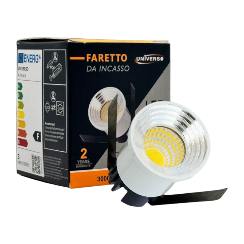 Faretto LED Rotondo da Incasso 3W | CCT Selezionabile 3000K-4000K-6500K Bianco/Argento IP20
