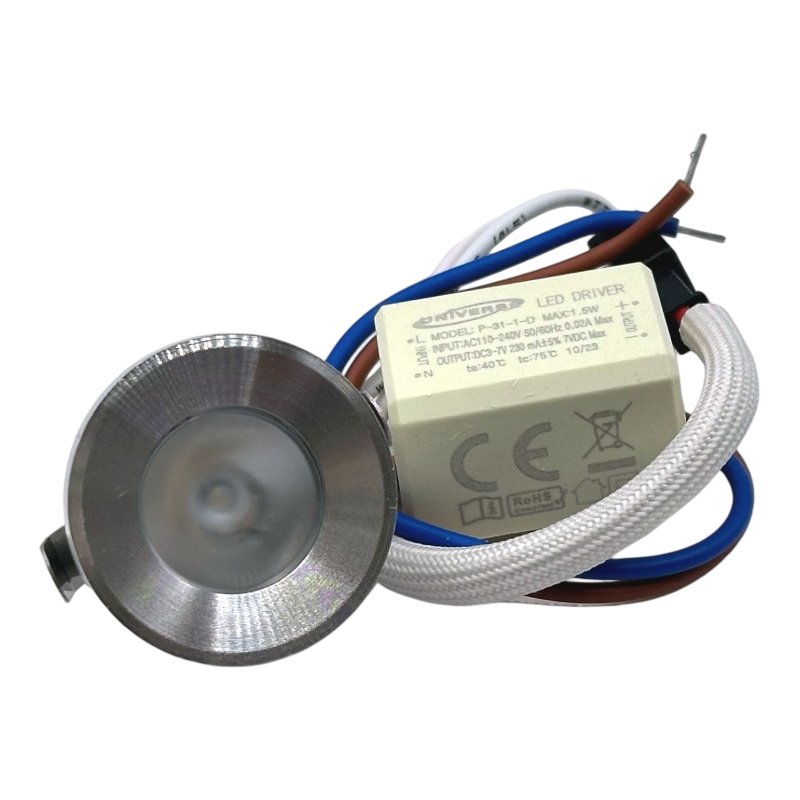 Faretto LED Rotondo da Incasso Acciaio Satinato 1W UNIVERSO P-31-1 | CCT Selezionabile 3000K-4000K-6500K + RGB