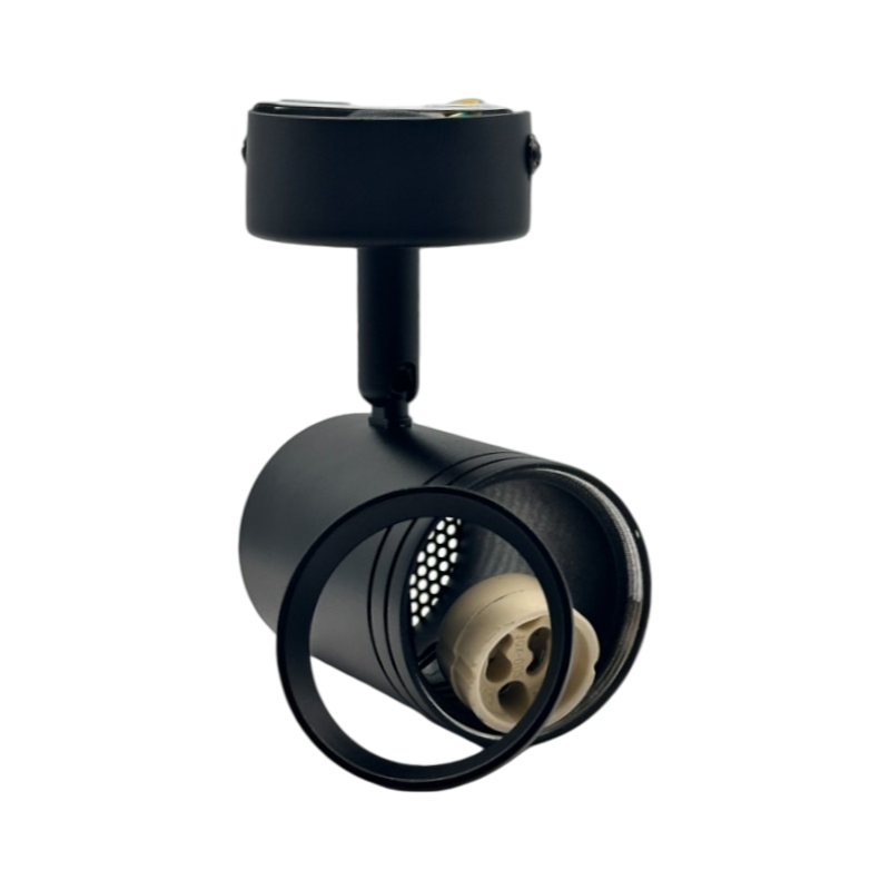 Portafaretto Rotondo Universo P28-GU10-N per Faretto LED Spotlight GU10 – Testina Orientabile, Colore Nero