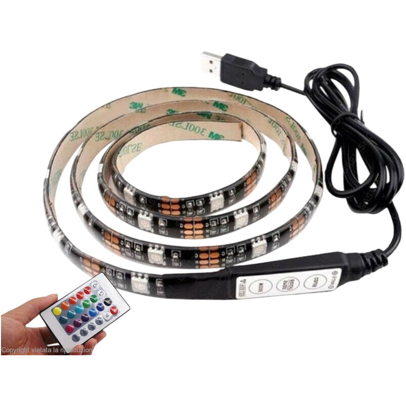 Striscia LED per Retroilluminazione TV e Monitor RGB SMD 5050 5 Metri USB DC5V
