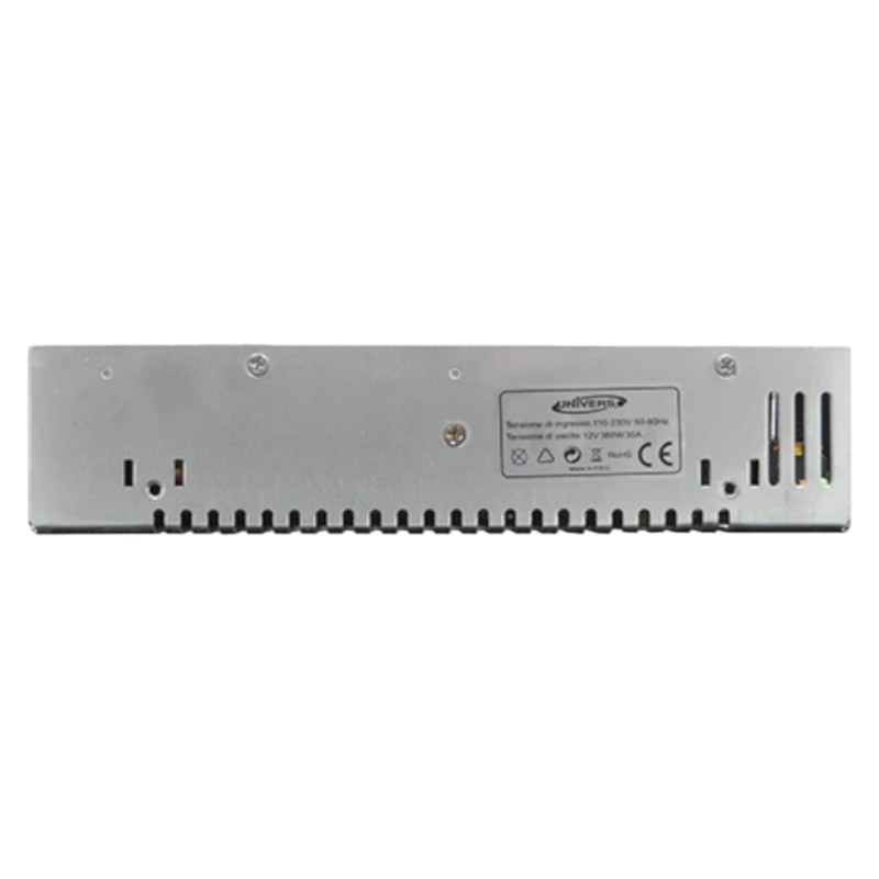 Alimentatore Switching Stabilizzato in Metallo 12V DC 30A 360W con Trimmer, ideale per Illuminazione LED e Sistemi di Videosorveglianza CCTV