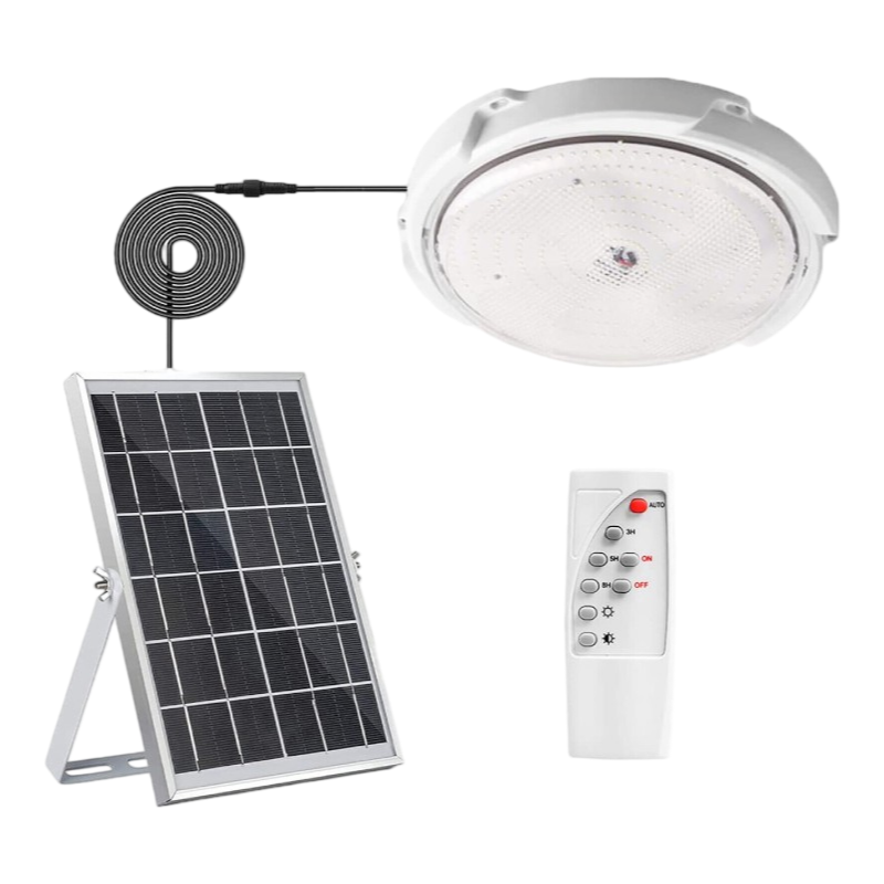 Plafoniera LED 60W Ricaricabile con Pannello Solare – Telecomando Wireless, Illuminazione per Esterni
