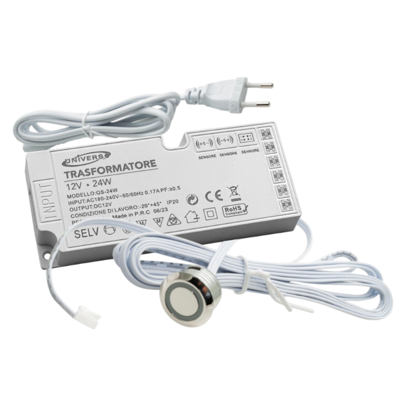 Kit Interruttore con Sensore Tattile Touch e Alimentatore 24W – Accensione e Dimmerazione per Strisce LED