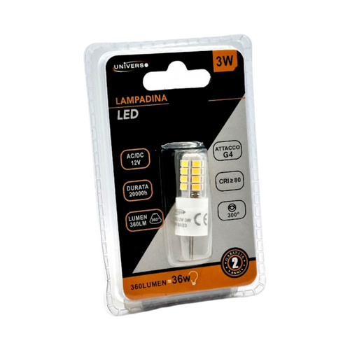 Confezione da 10 Pezzi Universo SPARDC-G4-3W-002 – Lampadina LED G4, 3W Tubolare SMD, 360 Lumen, CCT 3000K/4000K/6500K