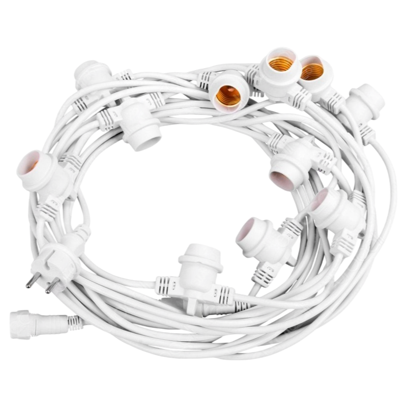 Catena Catenaria Luminosa 11 Metri Bianca – per 10 Lampadine LED E27 da Esterno, IP65
