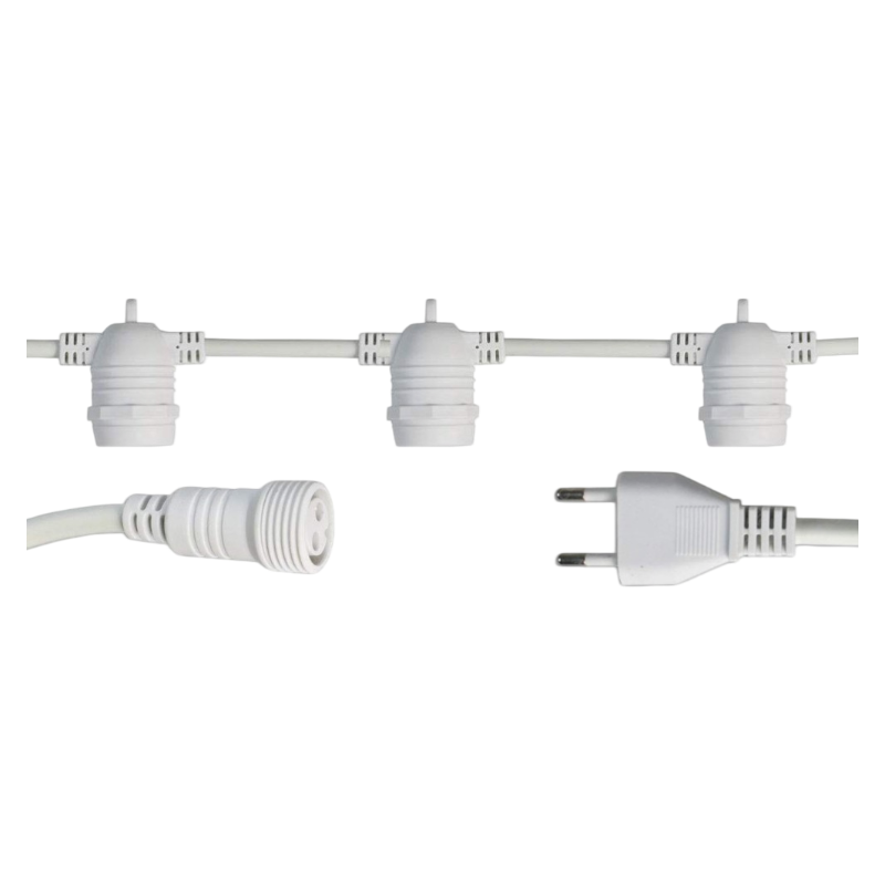 Catena Catenaria Luminosa 11 Metri Bianca – per 10 Lampadine LED E27 da Esterno, IP65
