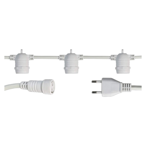 Catena Catenaria Luminosa 11 Metri Bianca – per 10 Lampadine LED E27 da Esterno, IP65