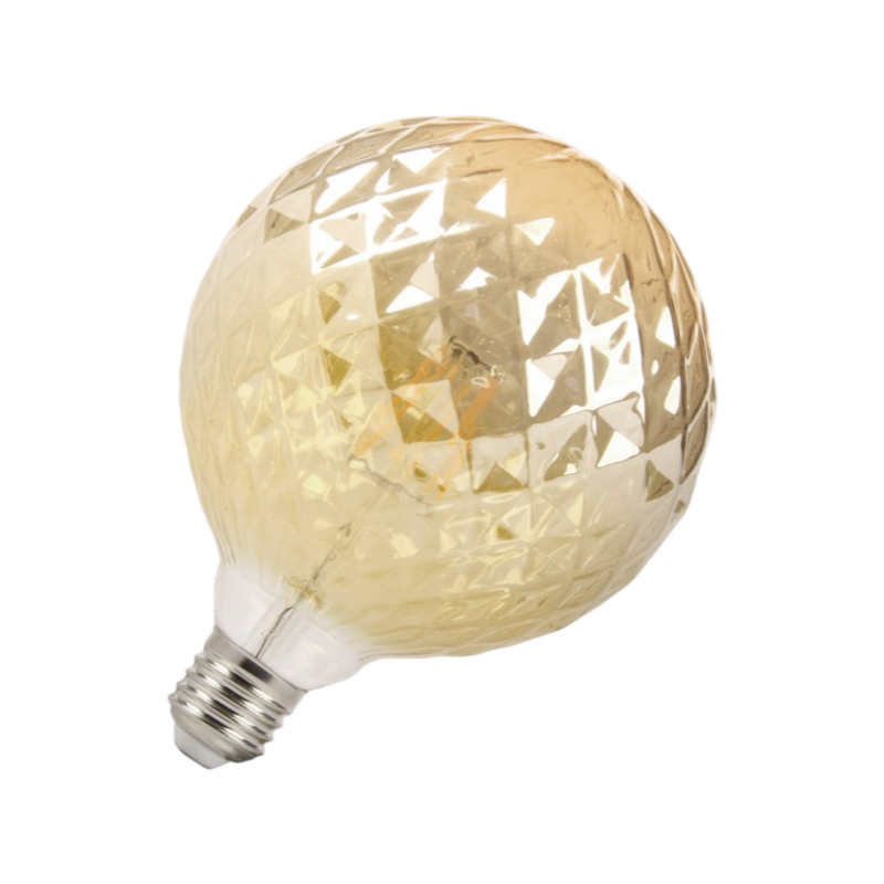 Lampadina LED Vintage a Forma di Sfera Sfaccettata – E27 4W, Vetro Ambrato, Luce Calda 2500K