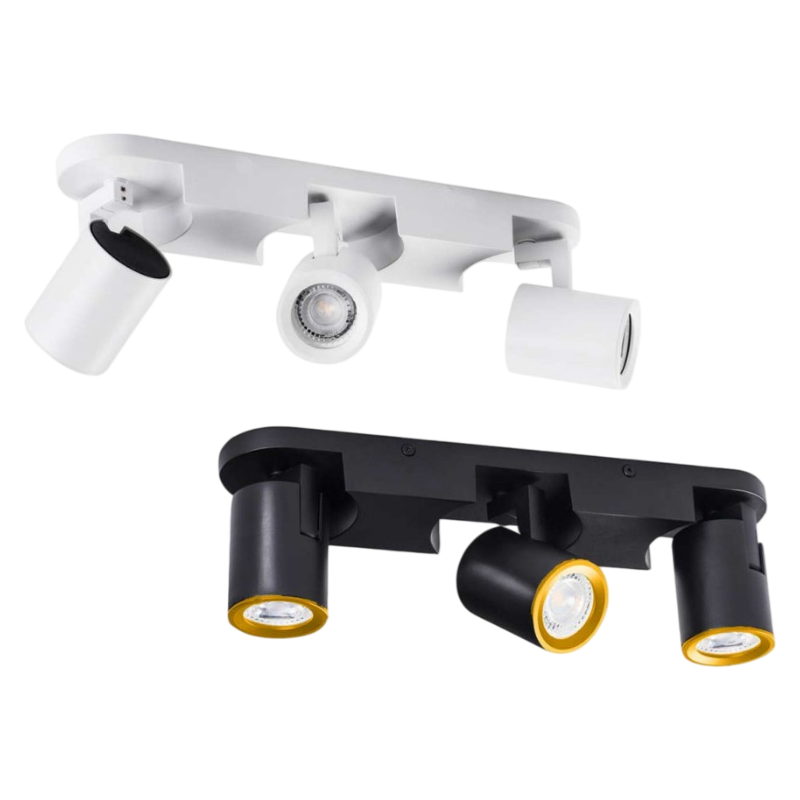 Portalampada Applique Wall Light Lineare a Soffitto con Teste Orientabili per 3 Lampadine GU10