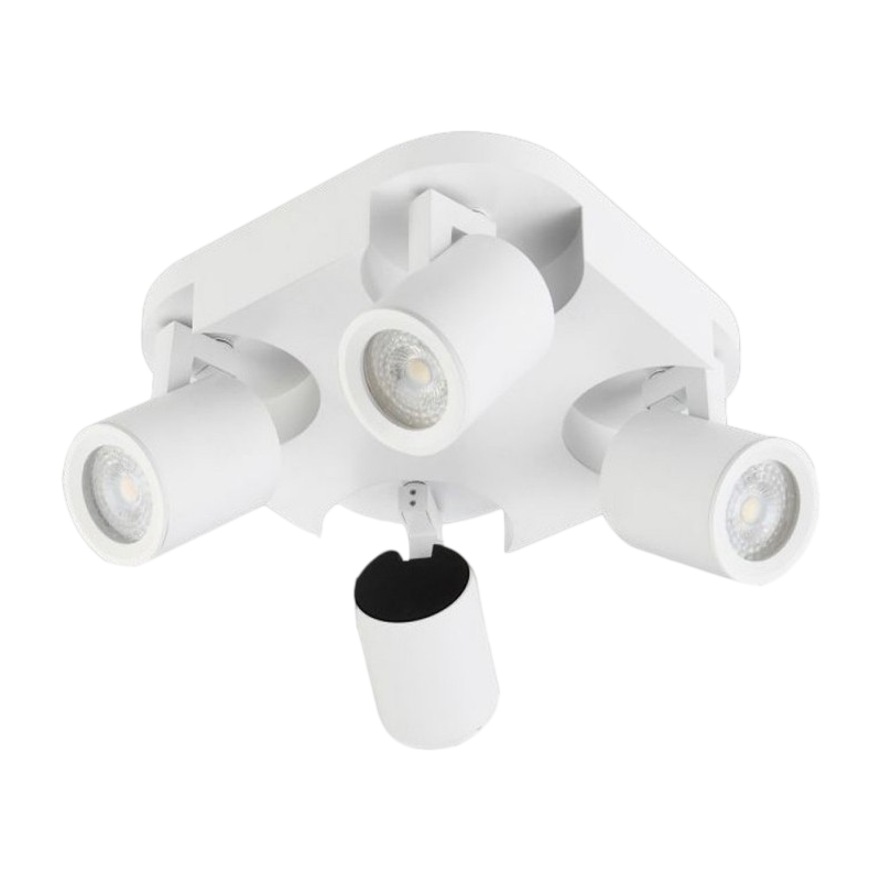 Portalampada Applique da Soffitto con 4 Teste Orientabili per Lampadine GU10