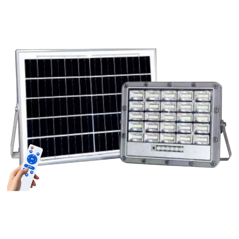 Proiettore LED Solare UNIVERSO TK08-100W | 1000 Lumen IP65 Grigio con Pannello Solare e Telecomando