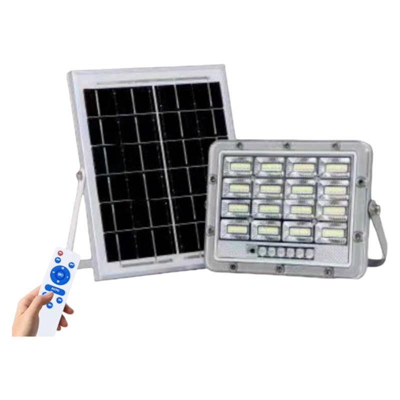 Proiettore LED Solare UNIVERSO TK08-50W | 500 Lumen IP65 Grigio con Pannello Solare e Telecomando