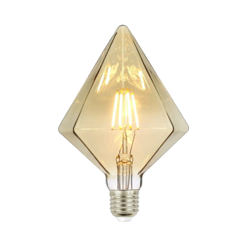 Lampadina LED Vintage a Forma di Prisma – E27 4W, Vetro Ambrato, Filamento, Luce Calda 2500K