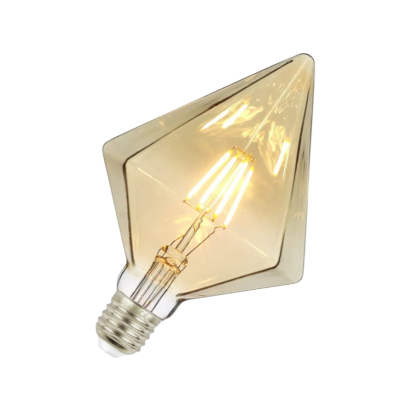 Lampadina LED Vintage a Forma di Prisma – E27 4W, Vetro Ambrato, Filamento, Luce Calda 2500K