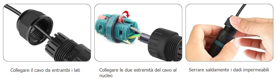 UNIVERSO EW-P20-D Connettore di Giunzione Impermeabile IP68 a Tenuta Stagna