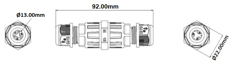 Connettore di Giunzione Impermeabile IP68 a Tenuta Stagna Completo di Connettore 3 Poli 3 Vie