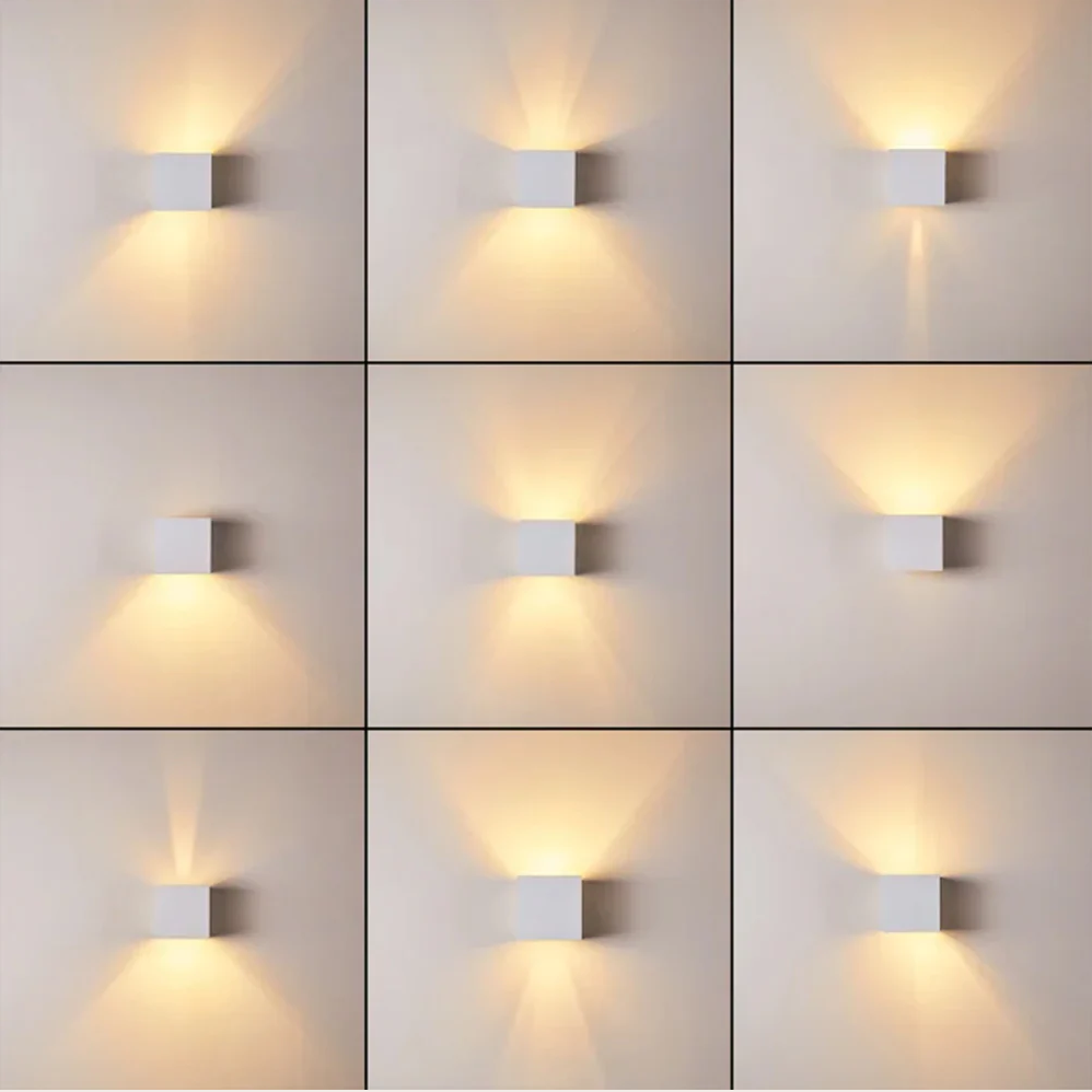 Applique Lampada da Muro Doppia LED COB 12W con Fascio Regolabile e Switch CCT 3000K/4000K/6500K IP65
