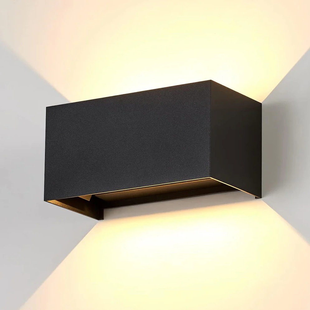 Lampada Applique LED da Muro Nero Bianco Grigi 24W con Doppio Fascio Luminoso Regolabile e Switch CCT 3000K/4000K/6500K IP65