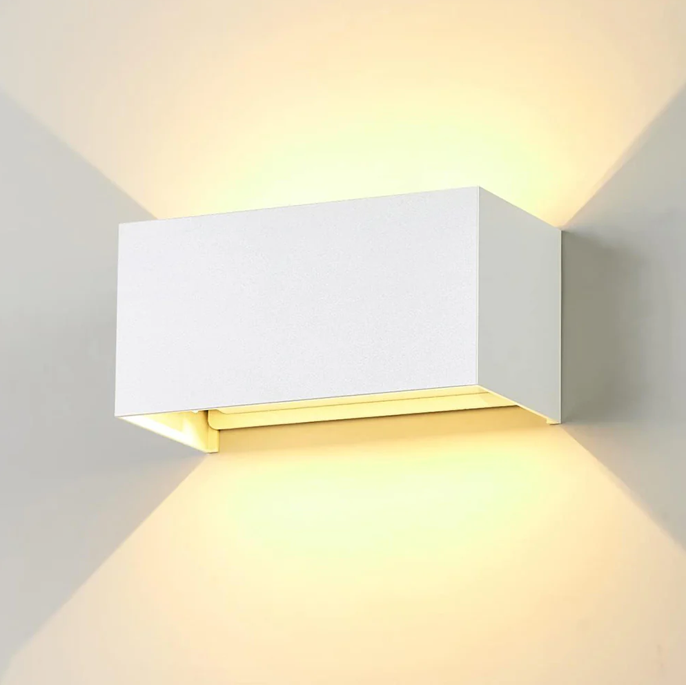 Lampada Applique LED da Muro Nero Bianco Grigi 24W con Doppio Fascio Luminoso Regolabile e Switch CCT 3000K/4000K/6500K IP65