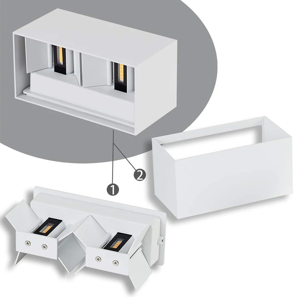 Lampada Applique LED da Muro Nero Bianco Grigi 24W con Doppio Fascio Luminoso Regolabile e Switch CCT 3000K/4000K/6500K IP65