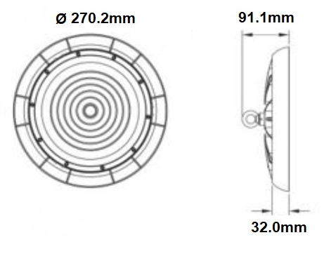 UNIVERSO HE-100W-N Campana LED UFO 100W Ultra Slim – Lampada Industriale a Sospensione da Esterno IP65 9.000 Lumen