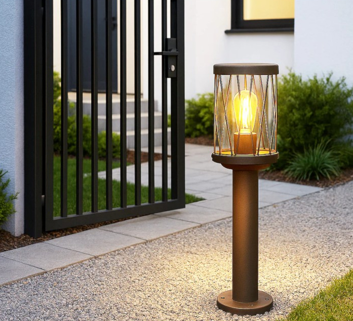 UNIVERSO PT-01C Lampioncino da Giardino in Alluminio Rosso Ruggine con Attacco E27 da Esterno IP54