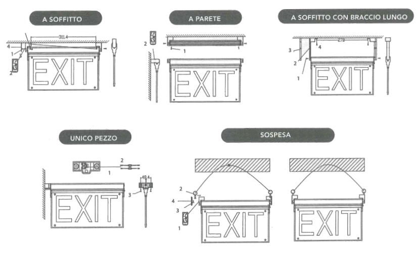 UNIVERSO LT-45338 Lampada LED di Emergenza Anti Black Out con Scritta EXIT
