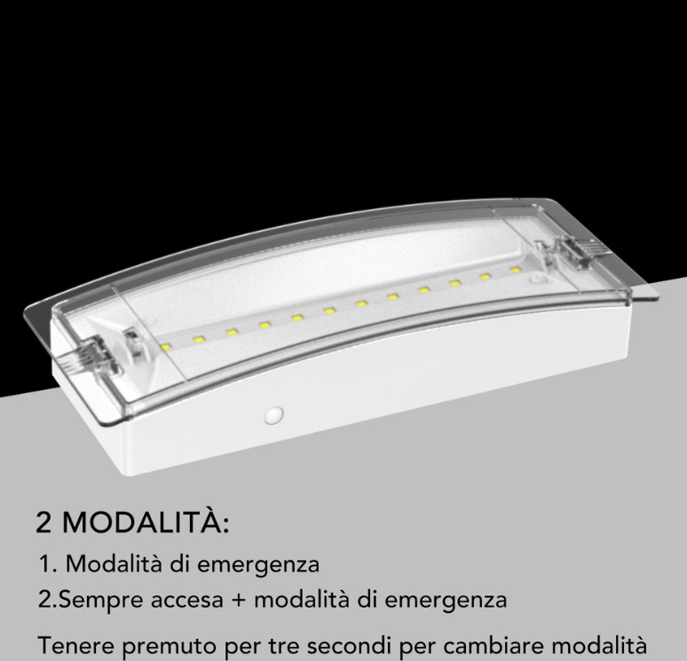 UNIVERSO LT-49312 Lampada LED di Emergenza Anti Black Out 1.5W 90 Lumen con Pittogrammi – IP65 per Interno ed Esterno