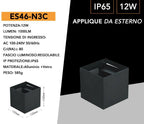 Applique Lampada a Muro Nera - Doppio LED COB 12W con Fascio - immagine 4