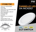 Pannello LED Slim Rotondo in Vetro 9W 780 Lumen - CCT - immagine 4