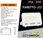 Proiettore LED Ultra Slim SMD UNIVERSO FT01-30B3C 30W - CCT - immagine 4