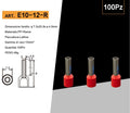 Confezione da 100 pezzi – Tubetto terminale capicorda isolato per cavi da 10 mm², terminale da 12 mm – Colori giallo, rosso, blu