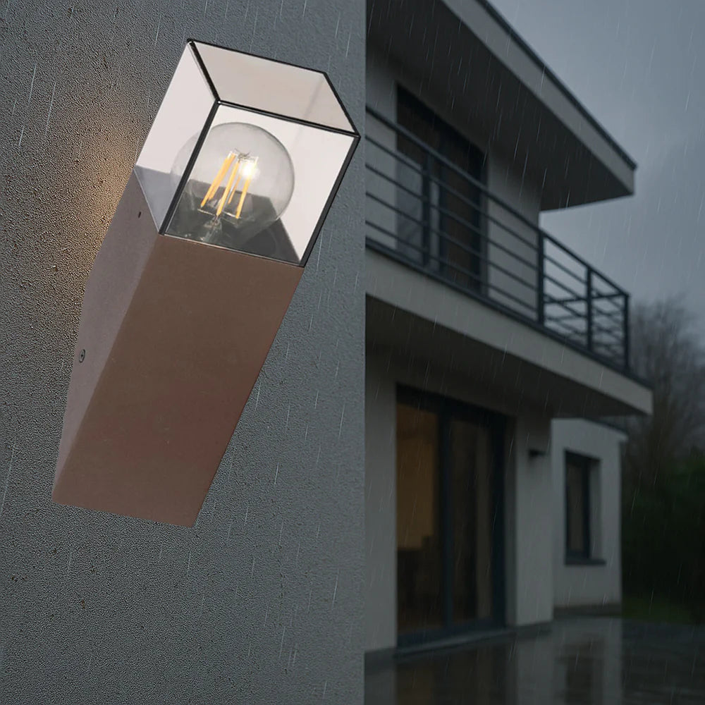 Applique Lampada da Parete Obliqua da Esterno con Portalampada E27 IP44 Rosso Ruggine