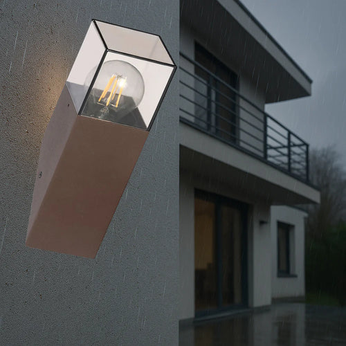 Applique Lampada da Parete Obliqua da Esterno con Portalampada E27 IP44 Rosso Ruggine