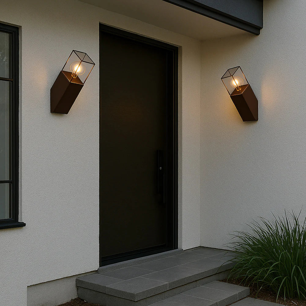 Applique Lampada da Parete Obliqua da Esterno con Portalampada E27 IP44 Rosso Ruggine