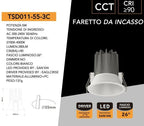 Faretto LED Rotondo da Incasso UNIVERSO TSD011-55-3C 5W - immagine 6